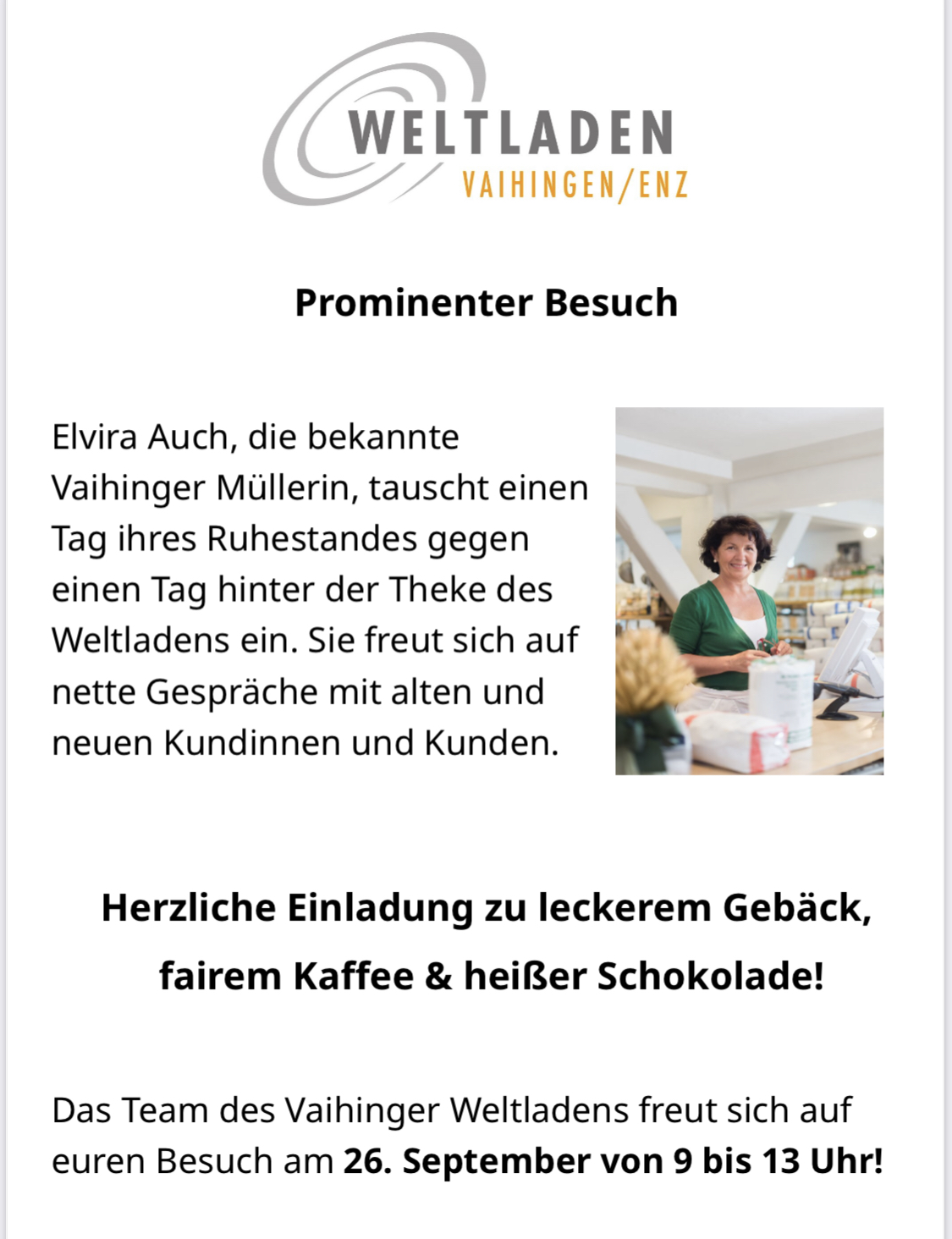 Prominente im Weltladen-Elvira Auch